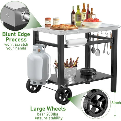 Outdoor Grill Stand Cart for Ninja Woodfire & Blackstone Griddle
