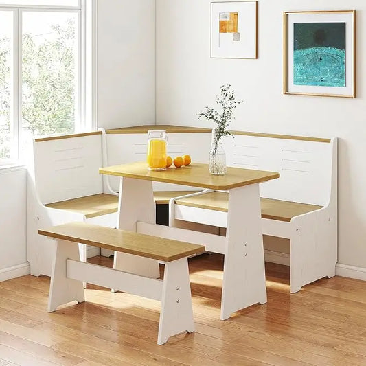 Breakfast Nook Corner Dining Table Bench Chair Set