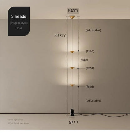 3 Head Hallway Background Wall Floor Lamp