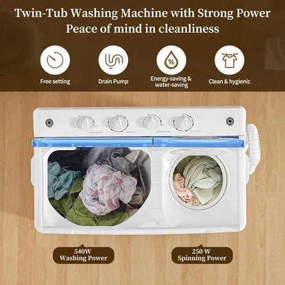 Compact Portable Twin Tub Washing Machine Combo