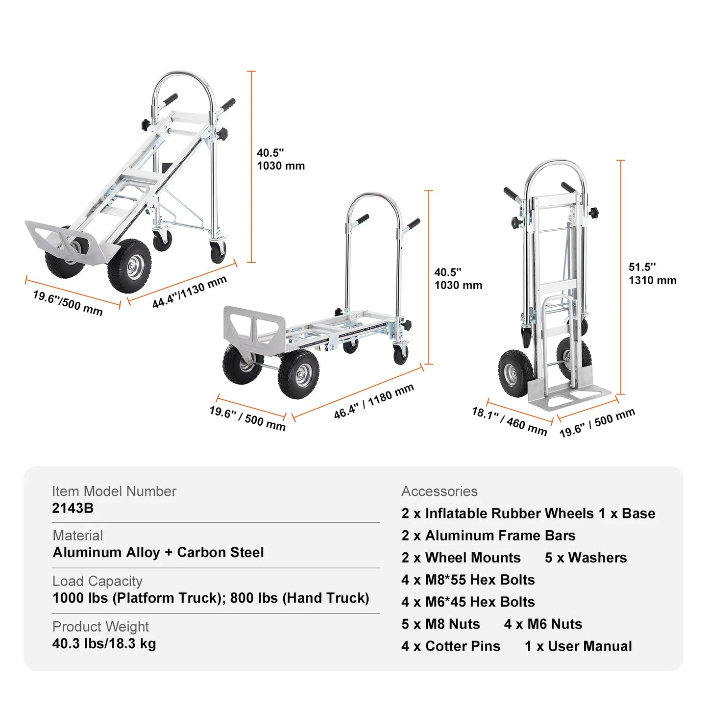Heavy Duty Industrial Collapsible Dolly Cart