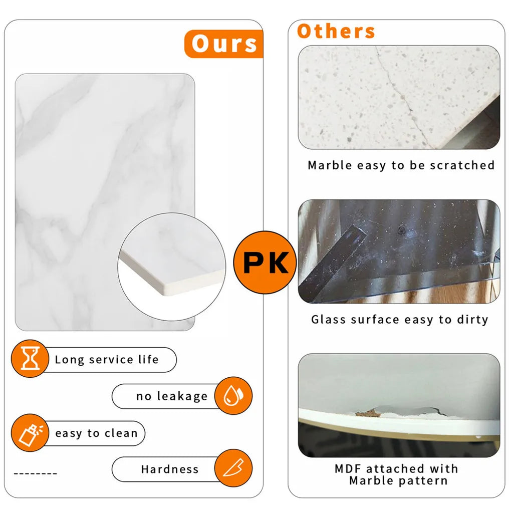 Dining Table Stone Top with Metal Frame