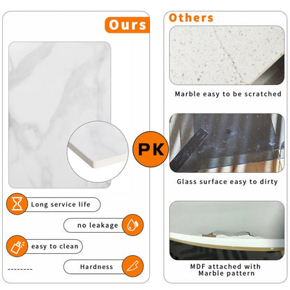 Dining Table Stone Top with Metal Frame