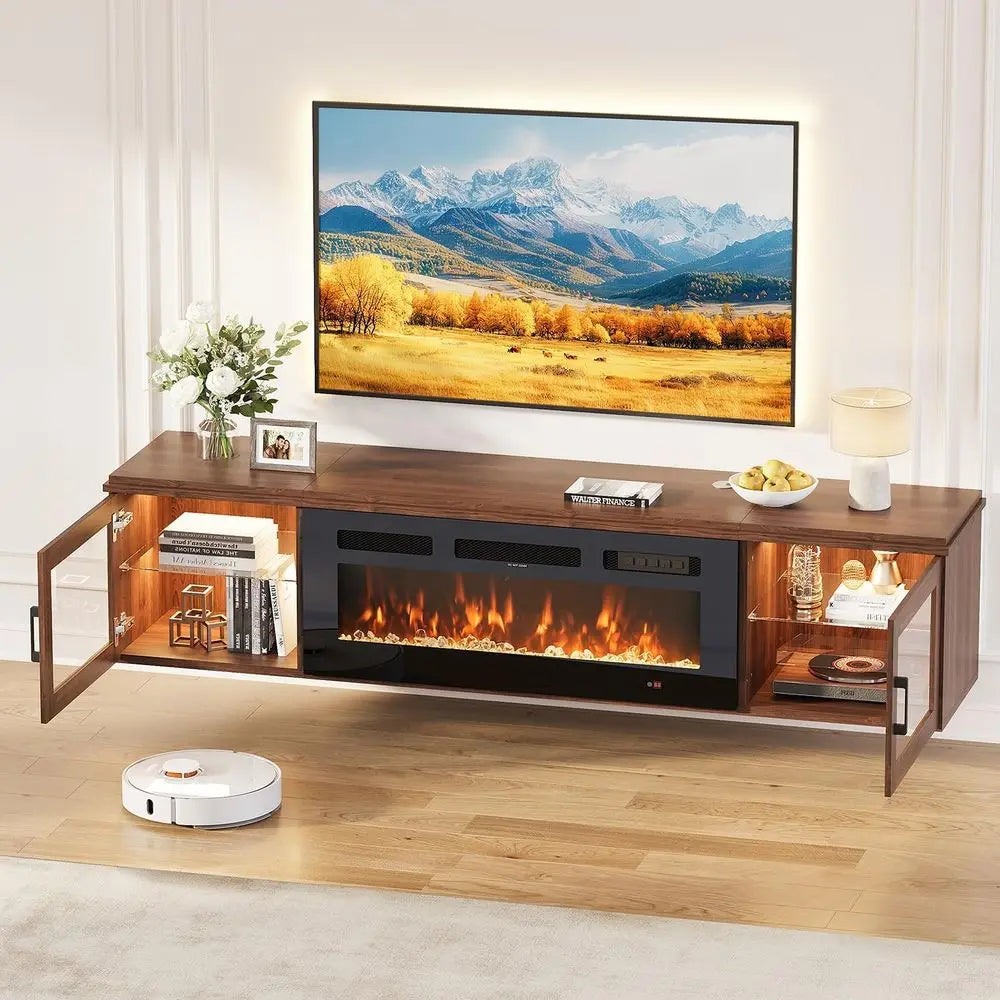 70"Floating TV Stand with Fireplace