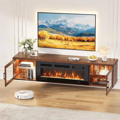 70"Floating TV Stand with Fireplace