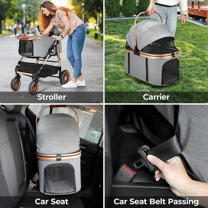 360° Rubber Wheels and Shock Absorption Dog Buggy