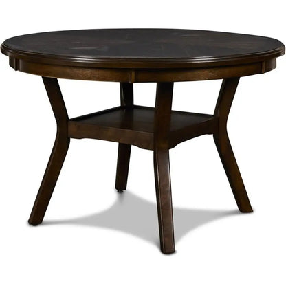 Solid Wood 5-Piece Round Dining Set in Cherry Brown