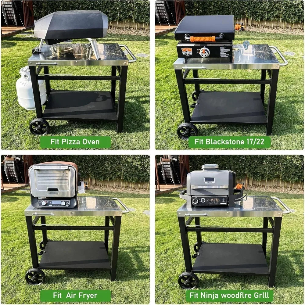 Outdoor Grill Stand Cart for Ninja Woodfire & Blackstone Griddle