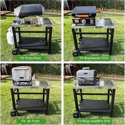 Outdoor Grill Stand Cart for Ninja Woodfire & Blackstone Griddle