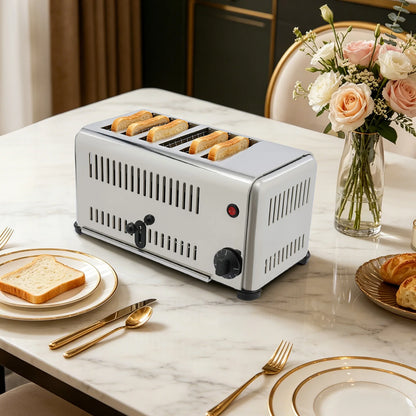 6 Slice Wide Slot Stainless Steel Toaster