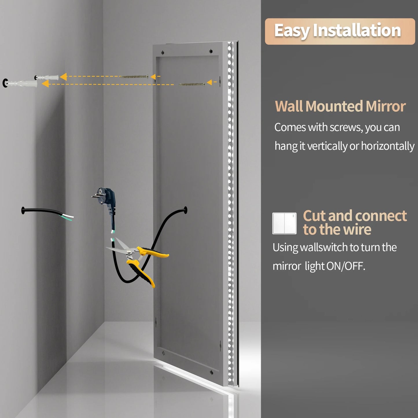 40x24 Inch LED Mirror with Front Light and Backlit