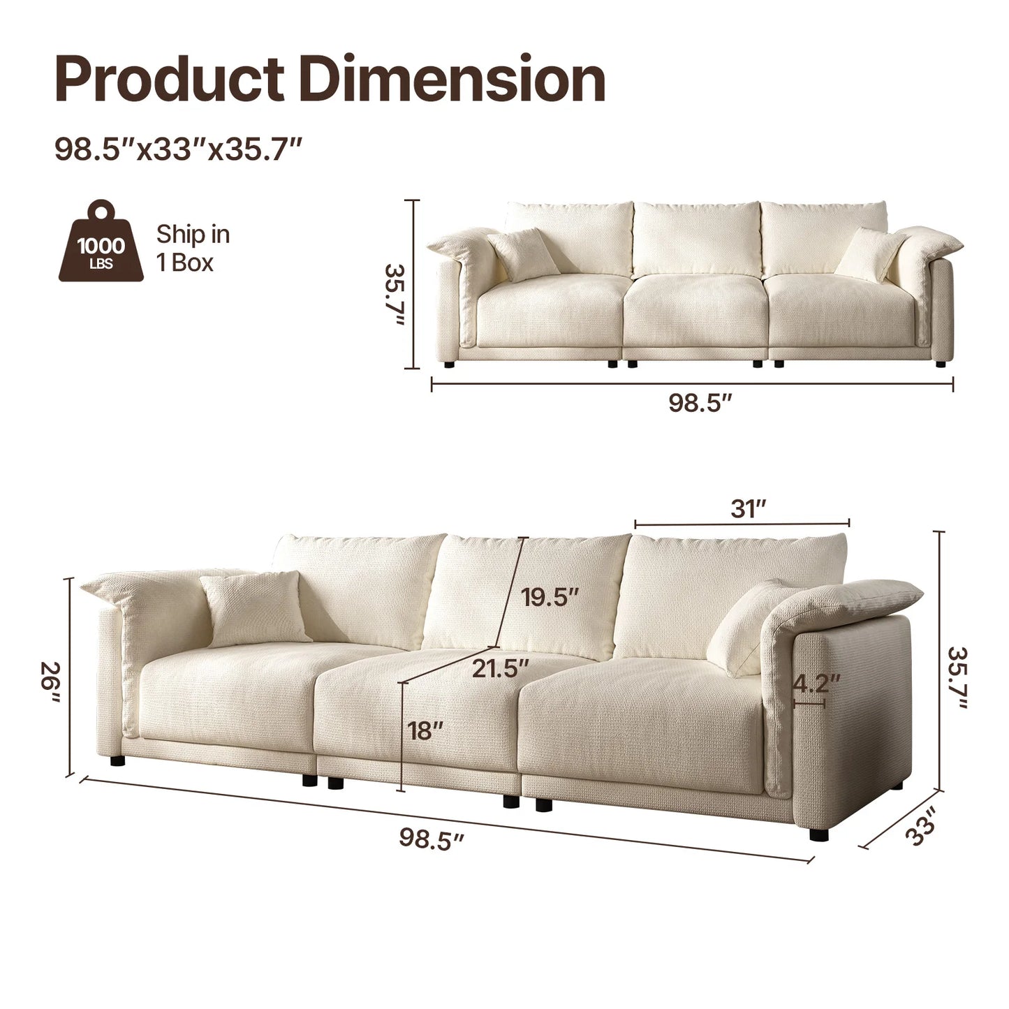 98.5" Cloud Modular Sectional Sofa
