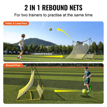2 IN 1 Soccer Trainer Rebounder Net for Team Training
