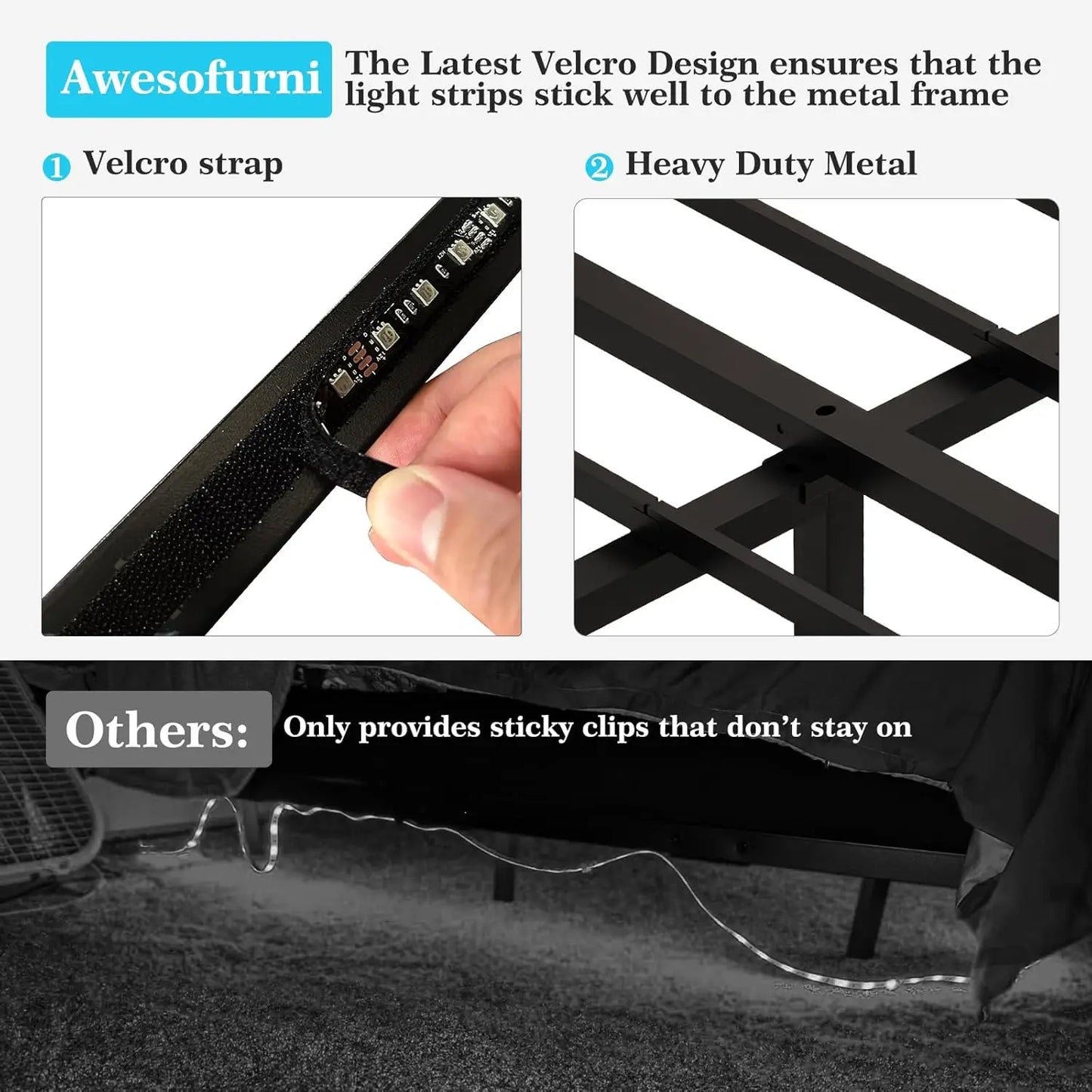 Heavy Duty Metal Queen Size Floating Bed Frame