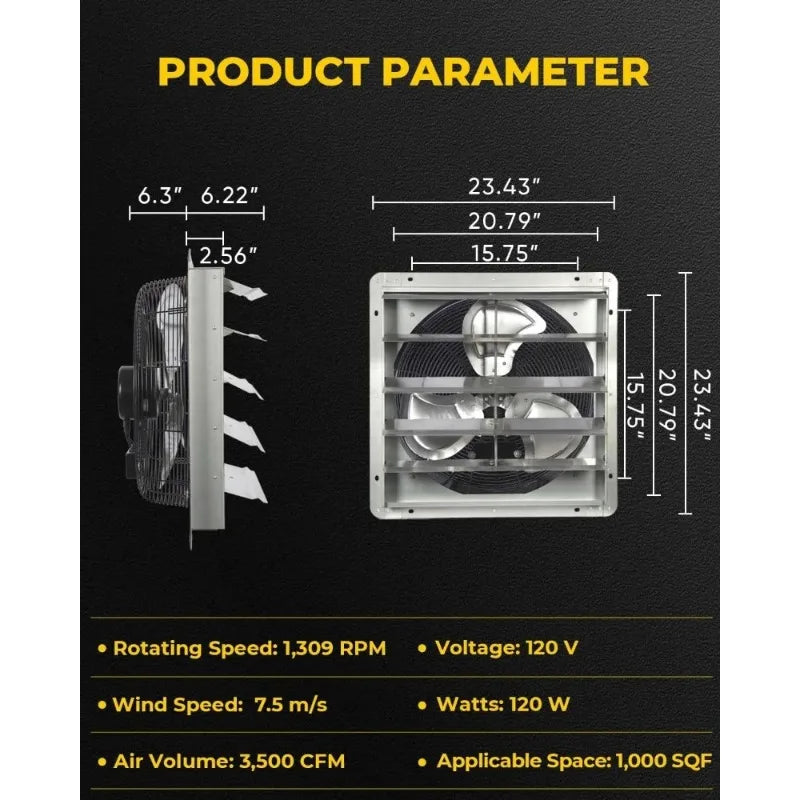 20 Inch Shutter Exhaust Fan Wall Mounted