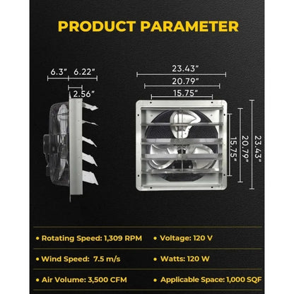 20 Inch Shutter Exhaust Fan Wall Mounted
