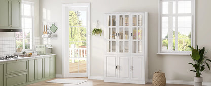 78.7" Tall Kitchen Pantry Storage Cabinet with Glass Doors
