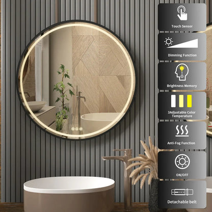 Bathroom Dimmable Fogless Mirror with Detachable Rope