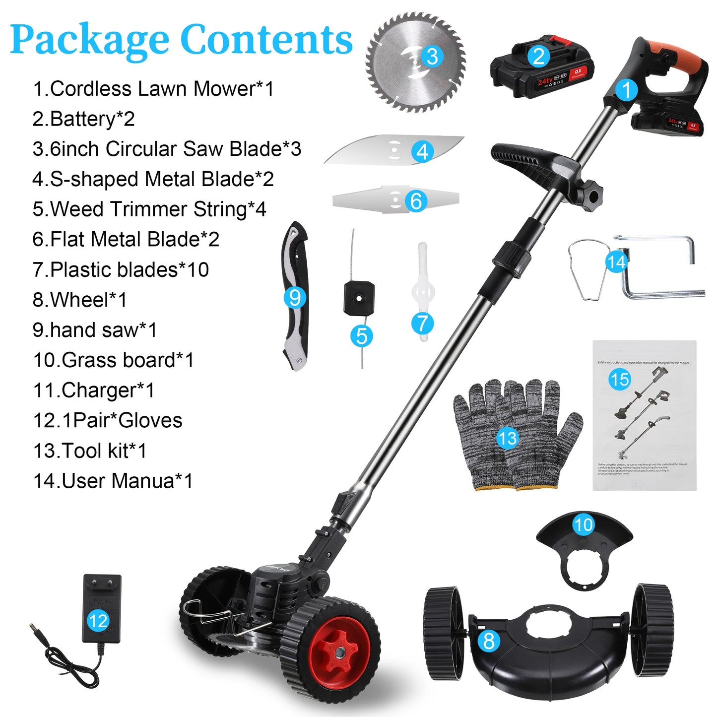 Electric Lawn Mower Cordless Grass Trimmer