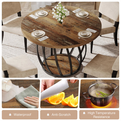 46-Inch Wood Kitchen Table with Sturdy Metal Base