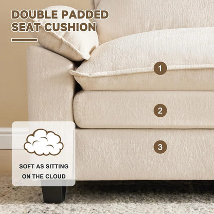 114 Inch L Shaped 4 Seat Sectional Sofa with Ottoman