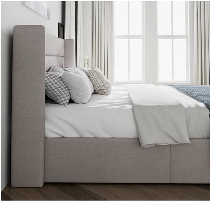 King Size Upholstered Platform Bed Frame/Hydraulic Storage/No Box Spring Needed