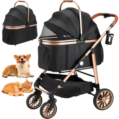 360° Rubber Wheels and Shock Absorption Dog Buggy