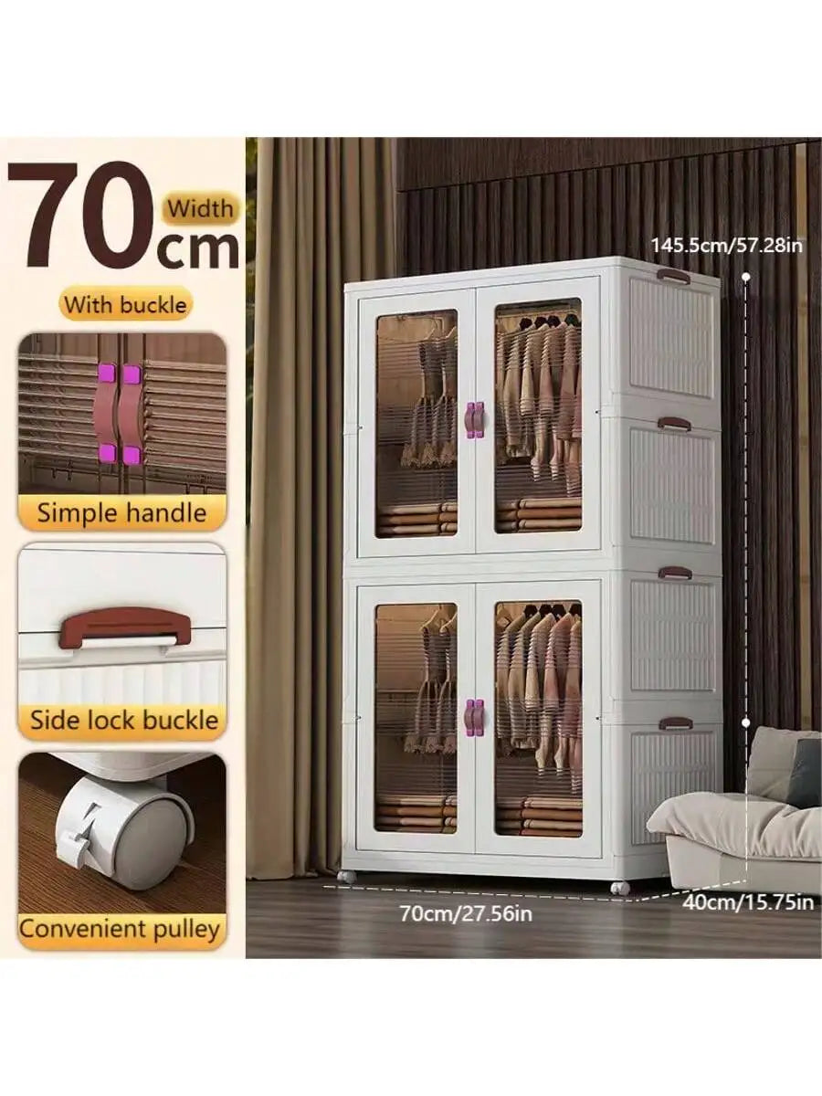 27.56 Inch 3pcs Folding Wardrobe Hanging Locker