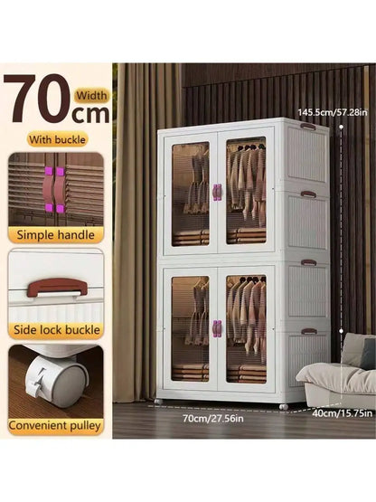 27.56 Inch 3pcs Folding Wardrobe Hanging Locker