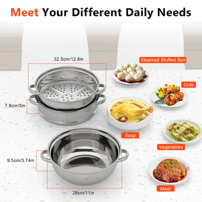 multi-function 3 Tier Large Stainless-Steel Steamer