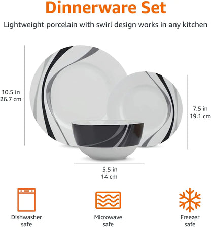 18-Piece Dinnerware Set, Microwave & Dishwasher Safe
