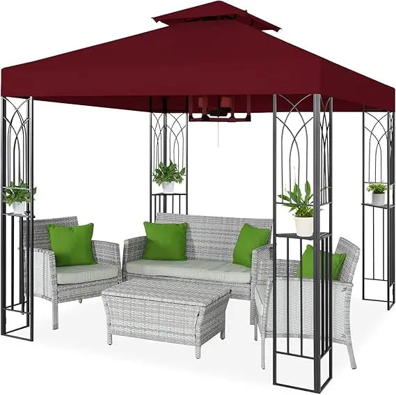 8x8 Outdoor Patio Gazebo with Corner Shelves