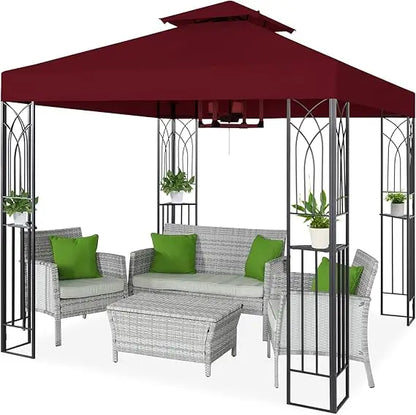 8x8 Outdoor Patio Gazebo with Corner Shelves