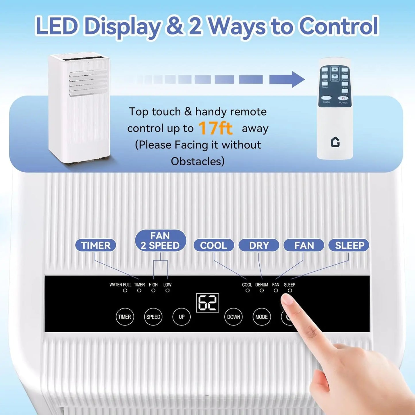 10000 BTU Portable Air Conditioners, Fast Cooling for 450 Sq.Ft