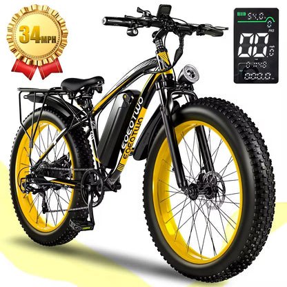 Electric Bike 26"x4.0 All Terrain 34MPH Mountain Bicycle
