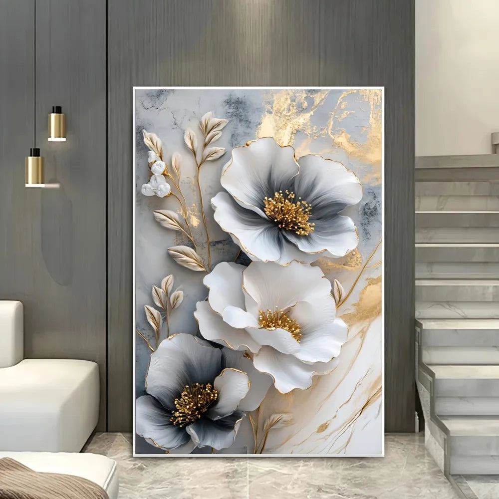 1 modern luxury floral canvas 3D floral painting