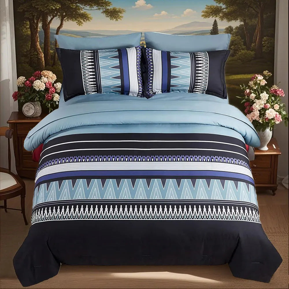 7-piece printed comforter set, suitable for all seasons