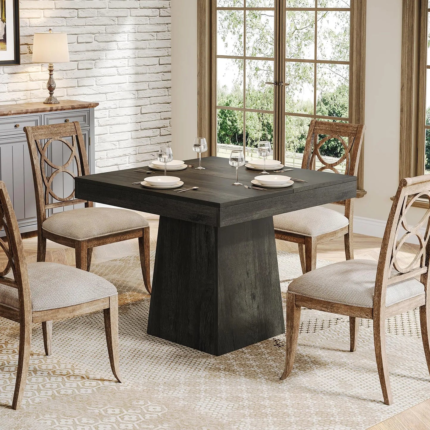 31.5-Inch Small Dinner Table with Sturdy Pedestal Base