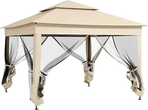 11' x 11'Outdoor Patio Gazebo Shelter with Removable Zipper Netting,