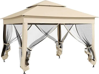 11' x 11'Outdoor Patio Gazebo Shelter with Removable Zipper Netting,