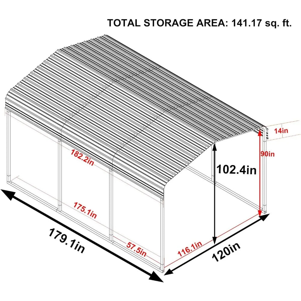 10' x 15' Heavy Duty Metal Carport Kit with Metal Roof