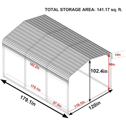 10' x 15' Heavy Duty Metal Carport Kit with Metal Roof