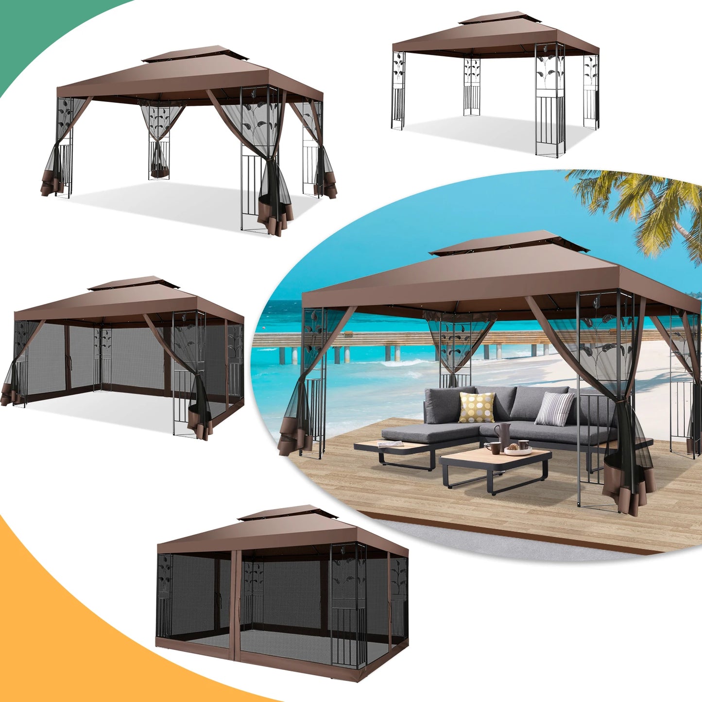 10x13 Outdoor Gazebo with Mosquito Netting