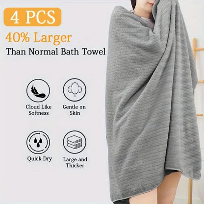 4pcs Oversized Bath Towels Set Ultra Soft Microfiber