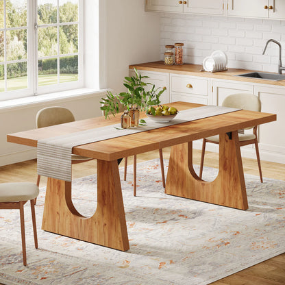 70.9-Inch Wood Rustic Rectangular Table with Black Wooden Legs