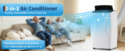 3-in-1 Portable 14,000 BTU Portable Air Conditioner