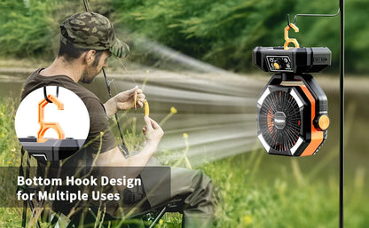 20000mAh Battery Camping Fan with 4 LED Lantern 8 Speeds