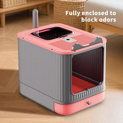 Foldable Cat Litter Box with Lid and Scoop