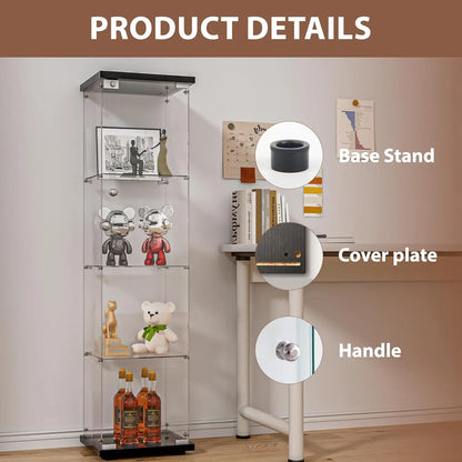 Glass Display Cabinet with Door and Lock