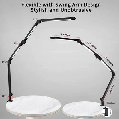 LED Desk Lamp with Clamp with Three light sources